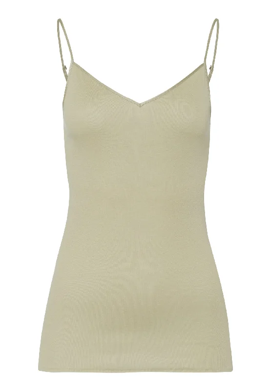 Cotton Seamless V-Neck Camisole | Moss Green 71601-2720