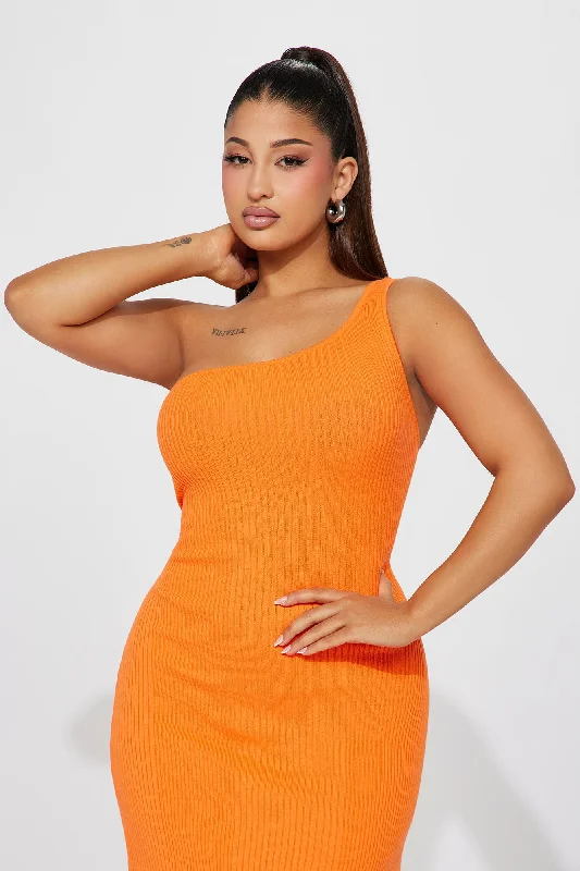 Adoette Ribbed Midi Dress - Orange