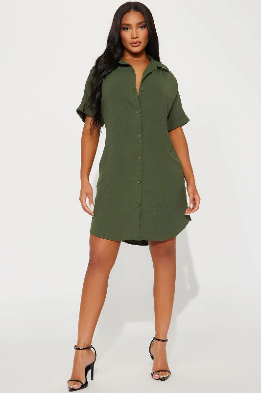 Amelia Mini Shirt Dress - Olive