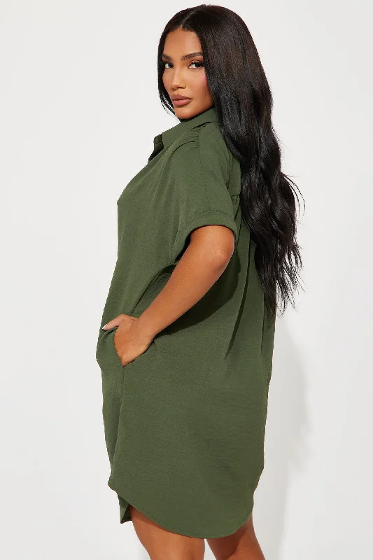 Amelia Mini Shirt Dress - Olive