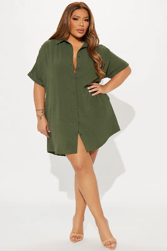 Amelia Mini Shirt Dress - Olive