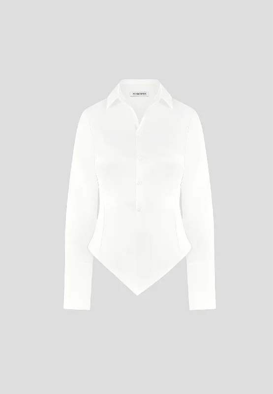 Angled Satin Shirt - White