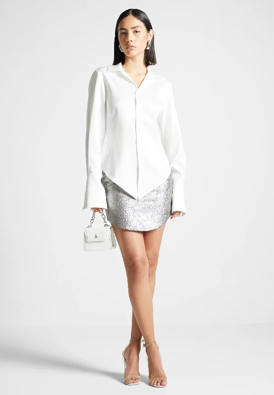 Angled Satin Shirt - White