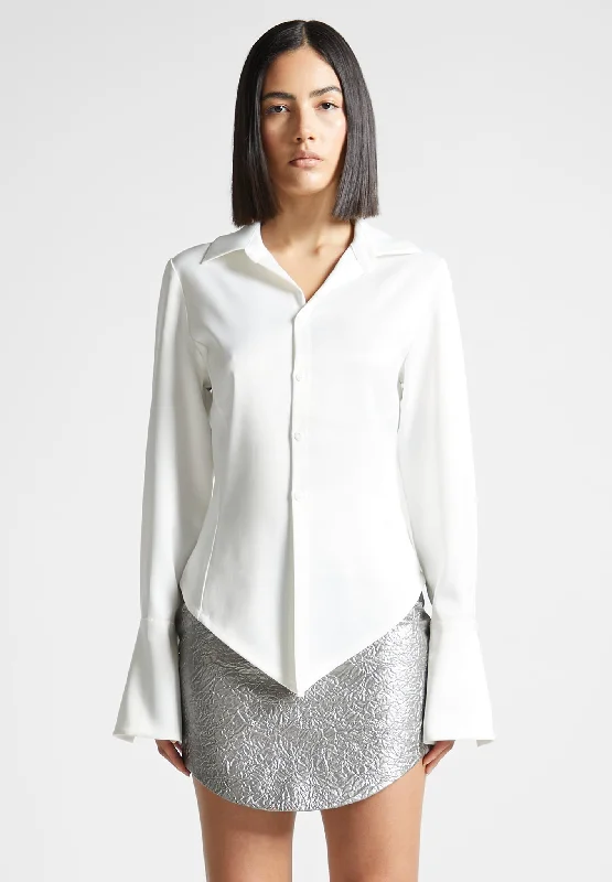 Angled Satin Shirt - White