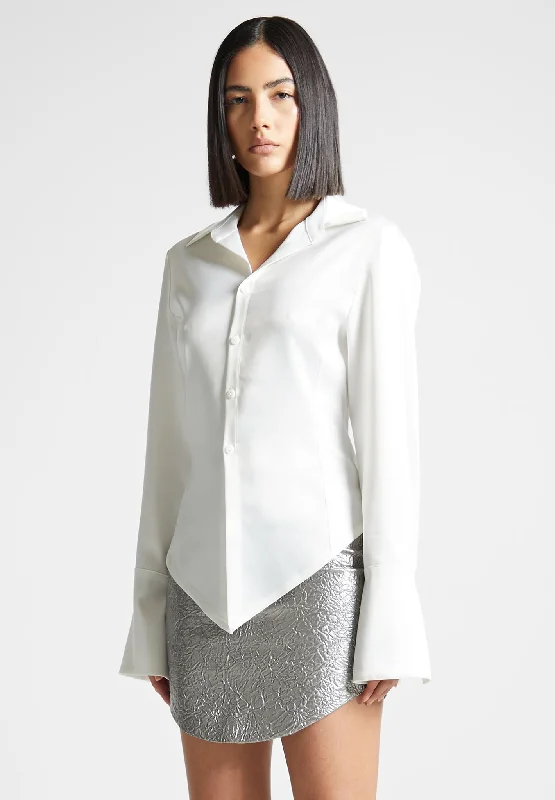 Angled Satin Shirt - White