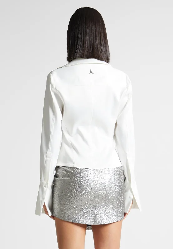 Angled Satin Shirt - White