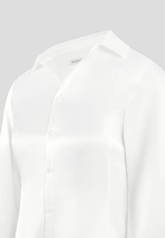 Angled Satin Shirt - White