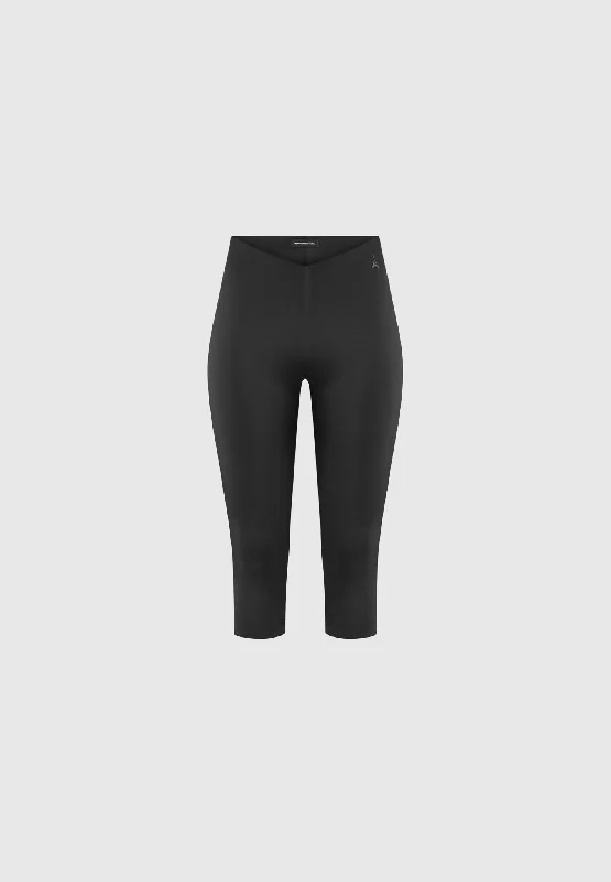 Angled Waist Capri Leggings - Black