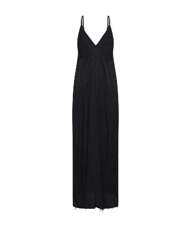 ANIMAL JAQUARD MAXI SLIP DRESS