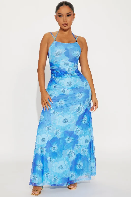 Aramaya Mesh Maxi Dress - Blue