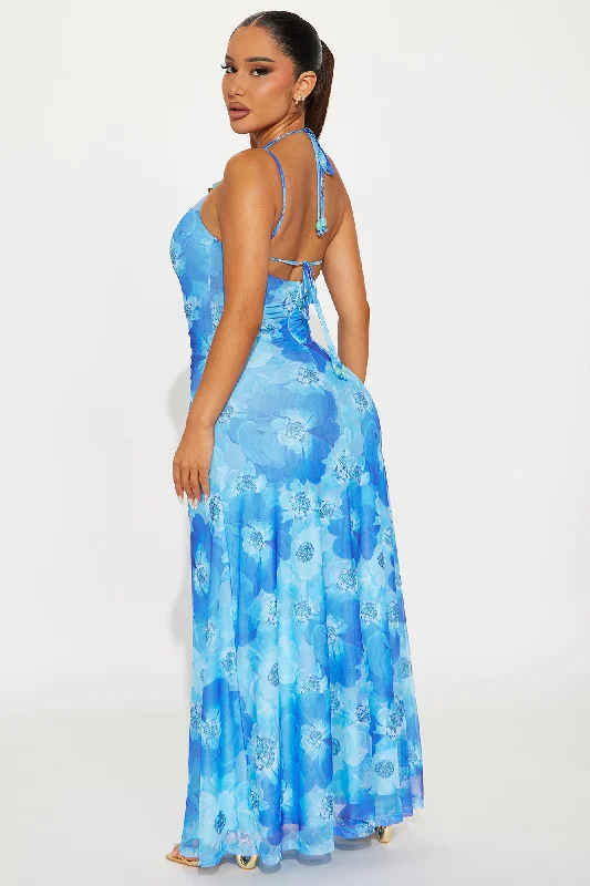 Aramaya Mesh Maxi Dress - Blue