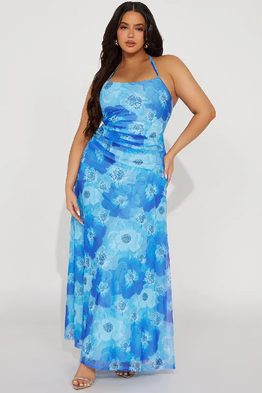 Aramaya Mesh Maxi Dress - Blue