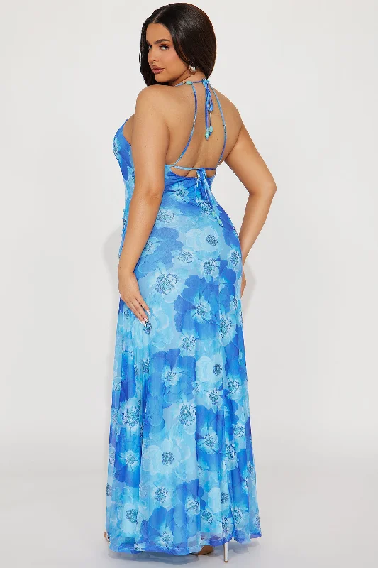 Aramaya Mesh Maxi Dress - Blue