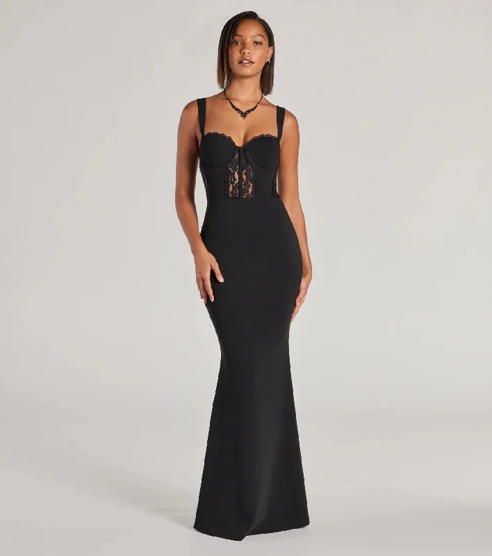 Aspen Sweetheart Lace Crepe Mermaid Formal Dress