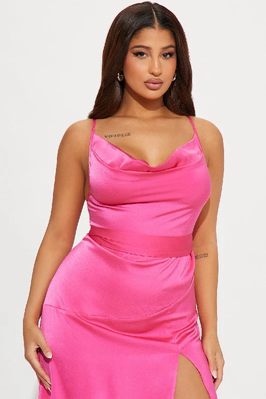 Athena Satin Maxi Dress - Fuchsia