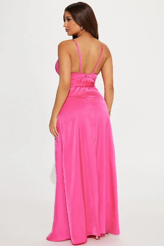 Athena Satin Maxi Dress - Fuchsia