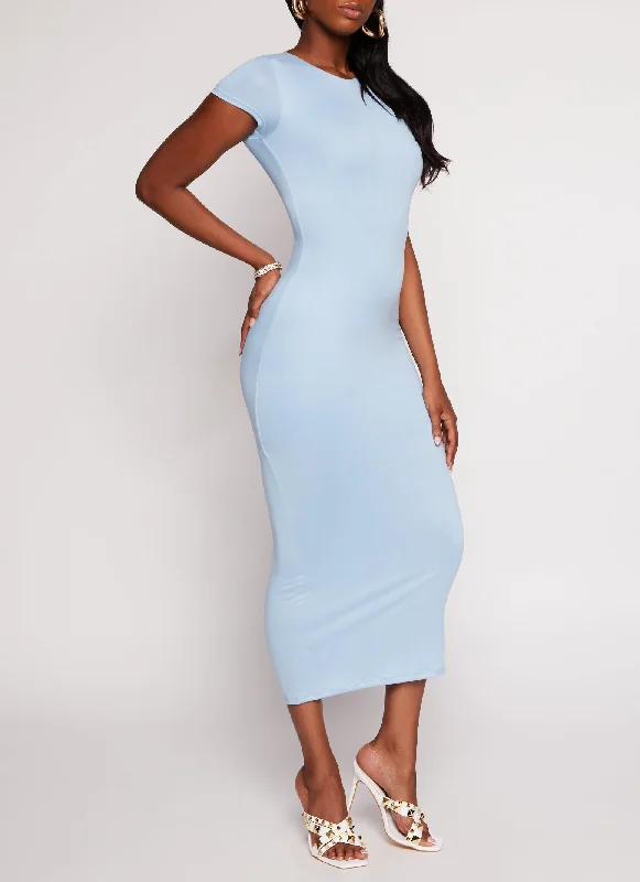 Double Layered Crew Neck Maxi Dress