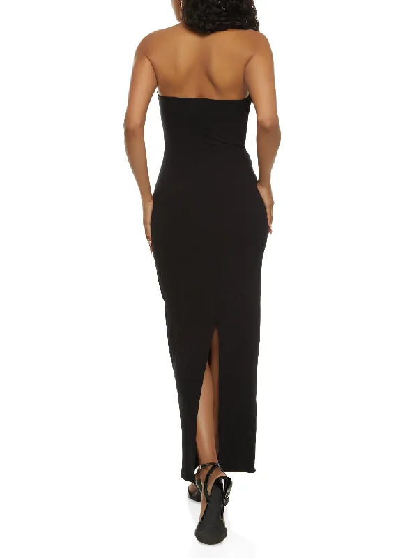 Haute Monde Back Slit Tube Maxi Dress