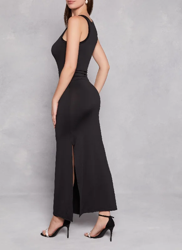 Solid Racerback Maxi Tank Dress