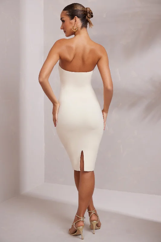 Bandeau Midi Dress in Ivory