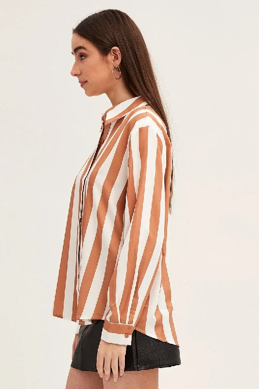 Camel Shirt Long Sleeve Collared Button Up Longline