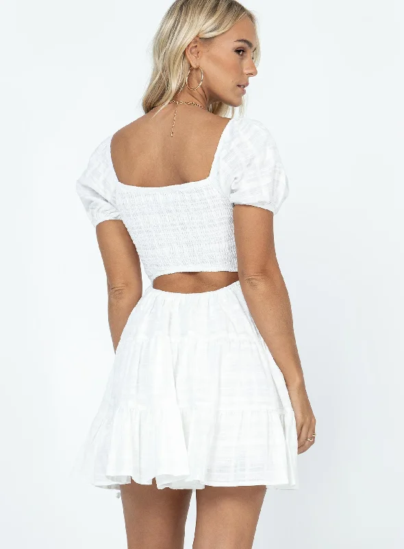 Campbell Mini Dress Short Sleeve White