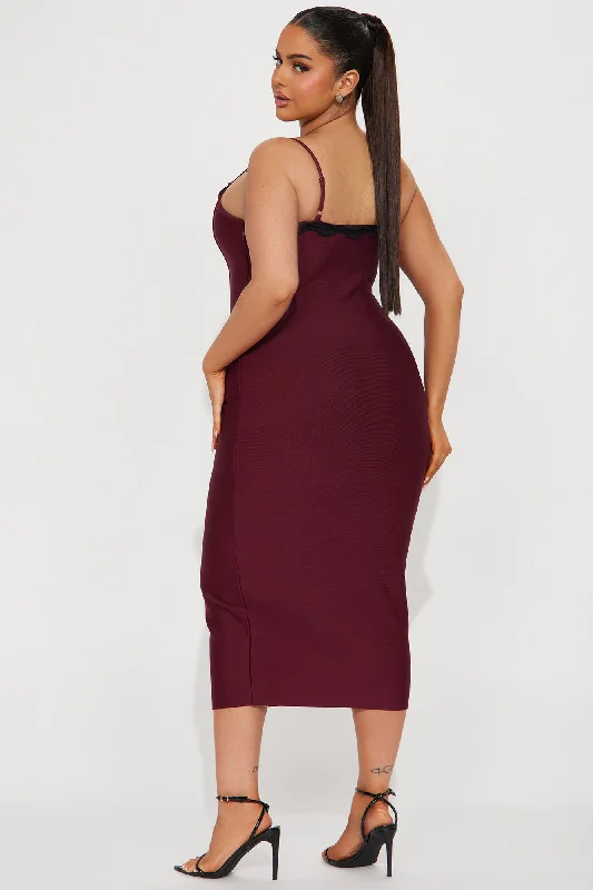 Carolina Bandage Midi Dress - Burgundy