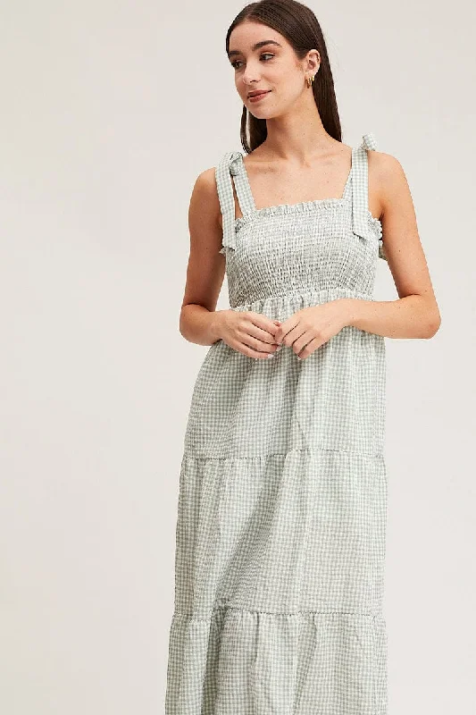 Check Midi Dress Sleeveless