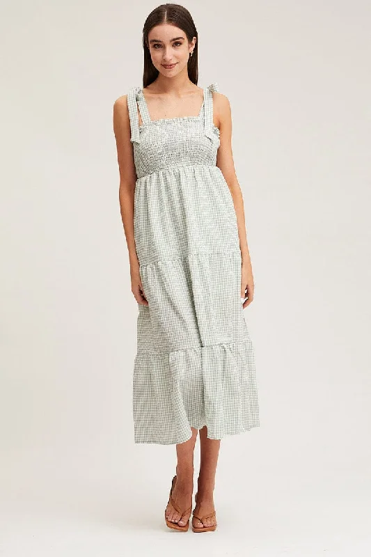 Check Midi Dress Sleeveless