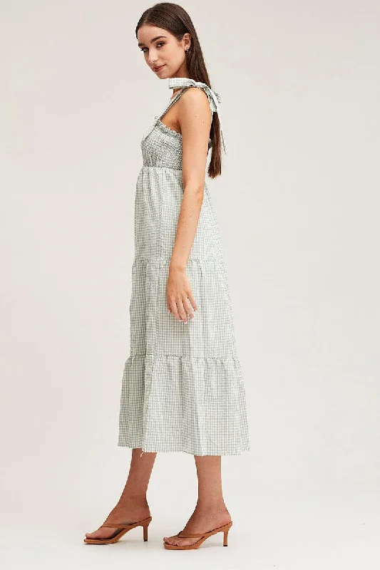 Check Midi Dress Sleeveless