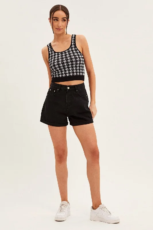 Check Tank Crop Top Seamless