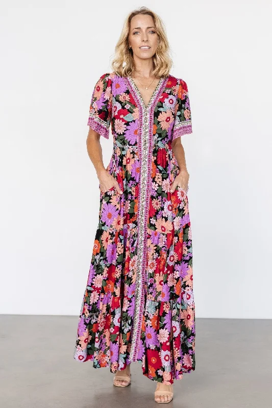 Cheryl Maxi Dress | Black Multi