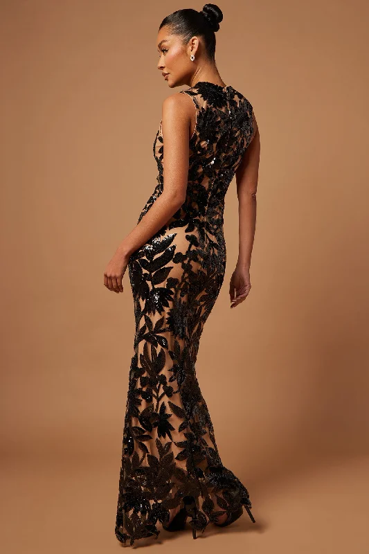 Cindy Sequin Gown - Black