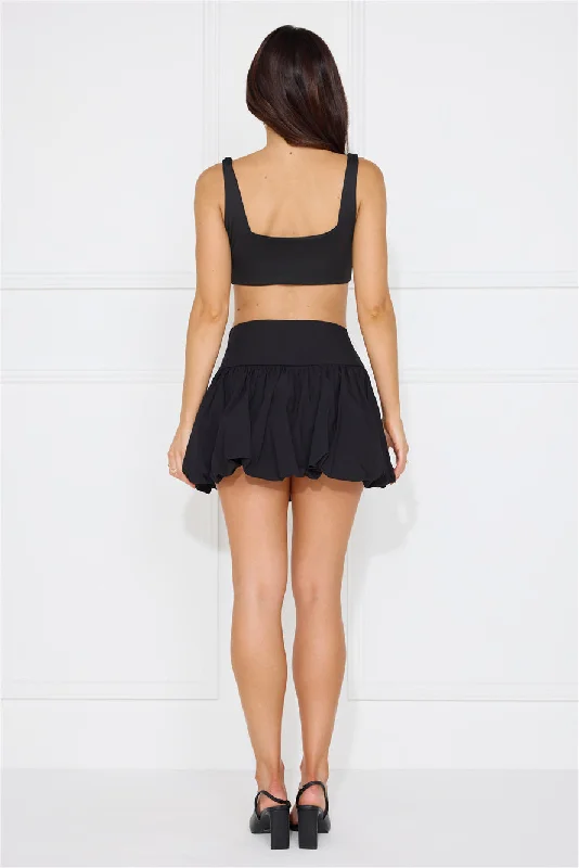 Cityscape Mid Rise Bubble Mini Skirt Black