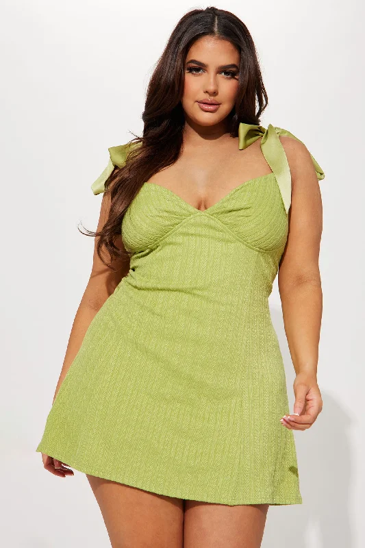 Delicate Touch Mini Dress - Chartreuse