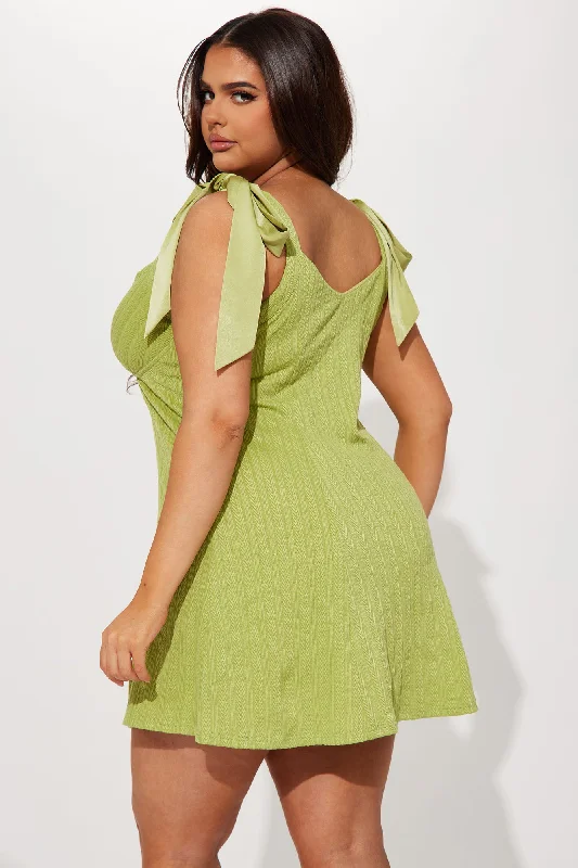 Delicate Touch Mini Dress - Chartreuse