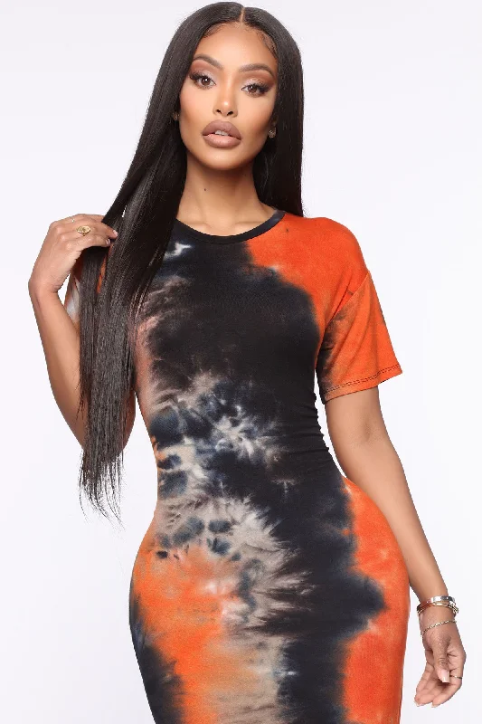 Dropping The Games Tie Dye T-Shirt Dress - Black/combo