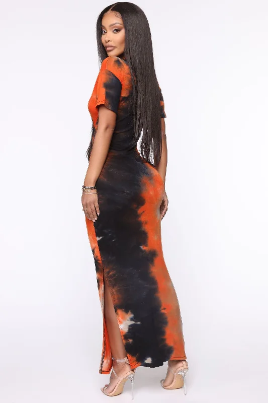 Dropping The Games Tie Dye T-Shirt Dress - Black/combo