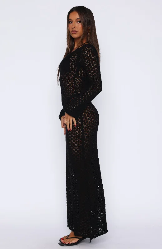 Embrace It All Long Sleeve Maxi Dress Black