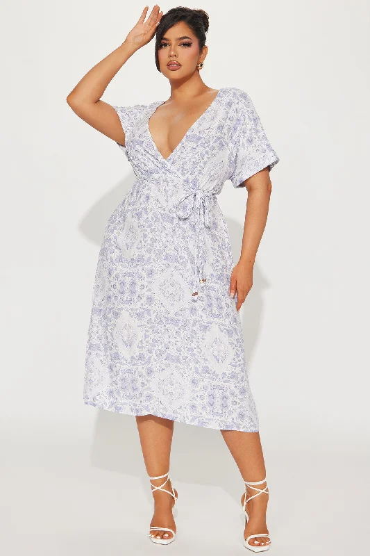 Estella Midi Dress - Blue/combo