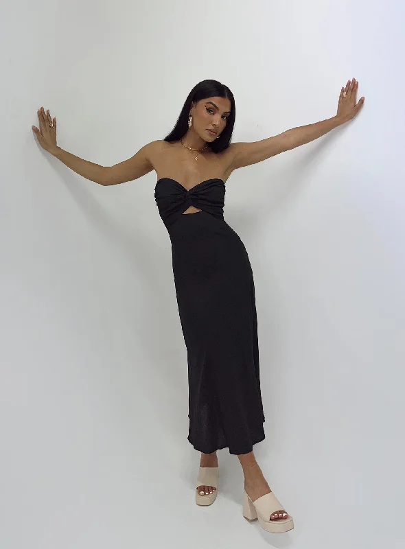 Falling For You Midi Dress Black