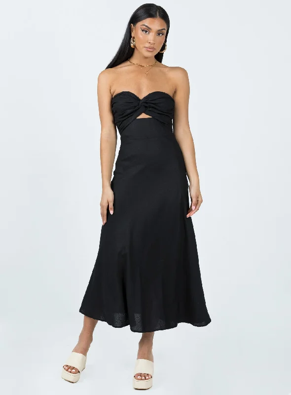 Falling For You Midi Dress Black