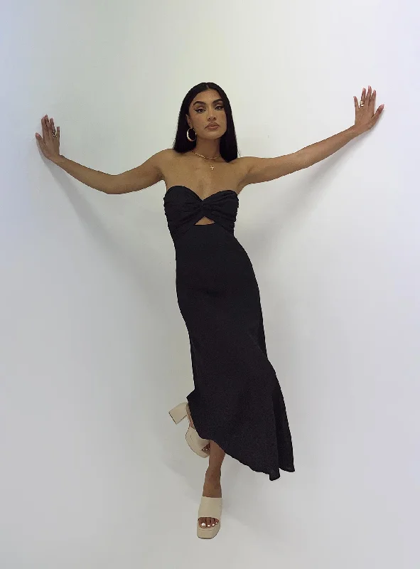 Falling For You Midi Dress Black