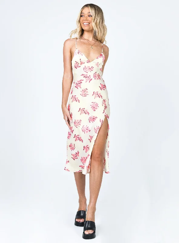 Gigi Midi Dress Cream / Pink Floral