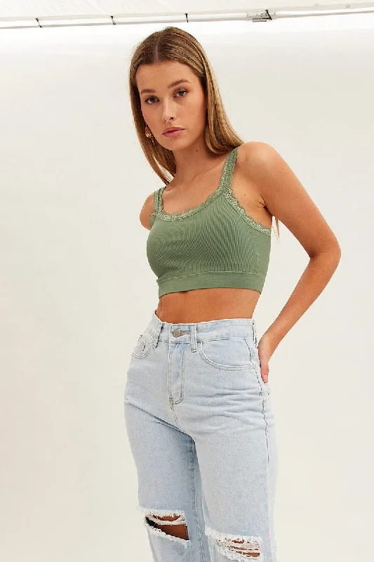 Green Bralette Top Seamless