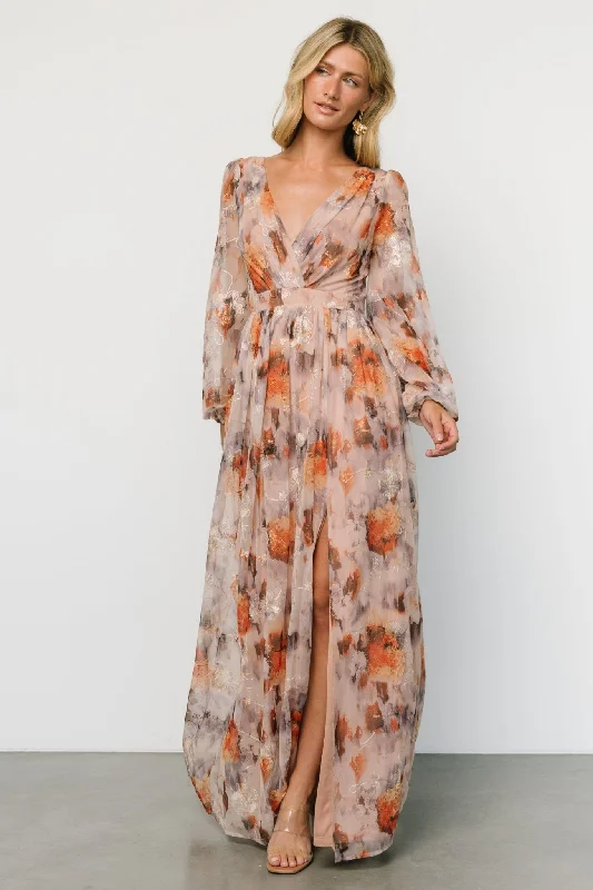 Helene Maxi Dress | Taupe Multi