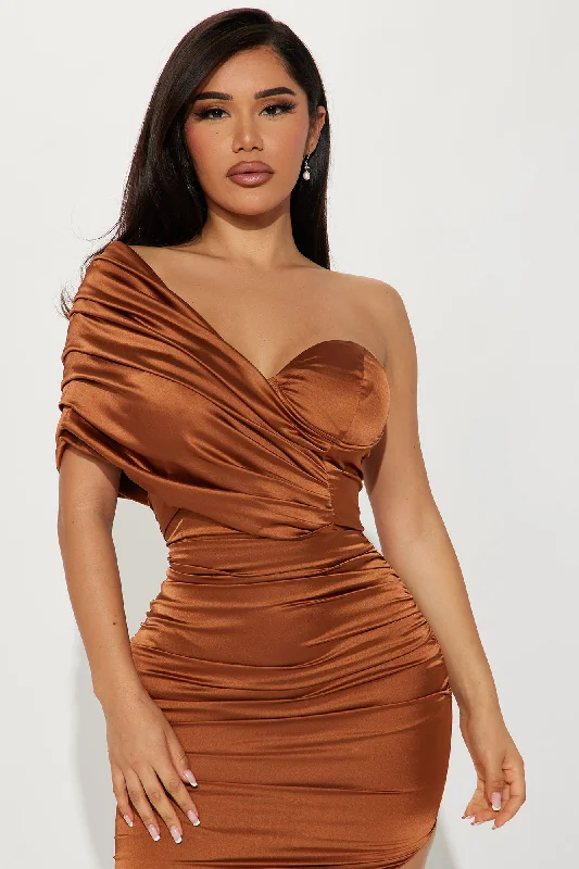 Hillary Satin Gown - Bronze