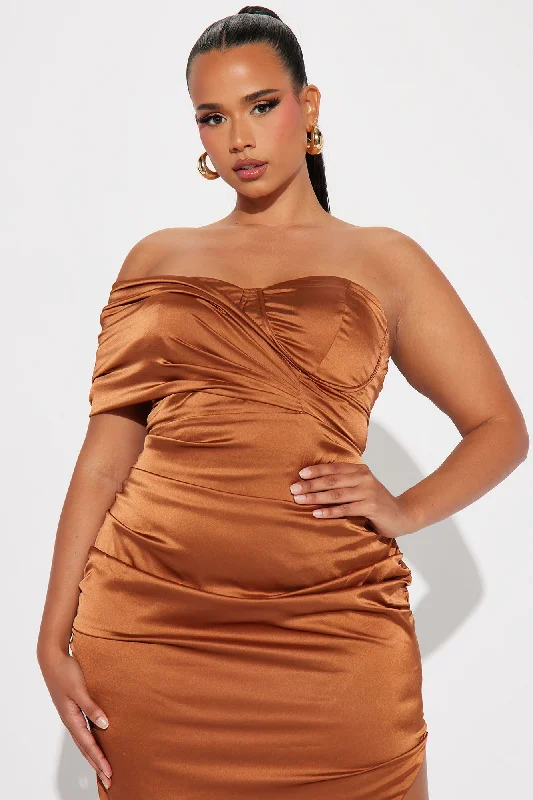 Hillary Satin Gown - Bronze