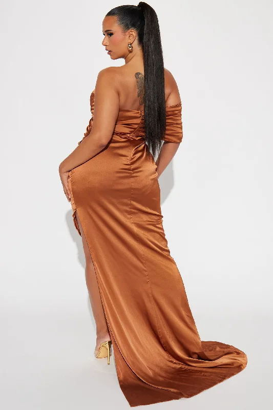 Hillary Satin Gown - Bronze