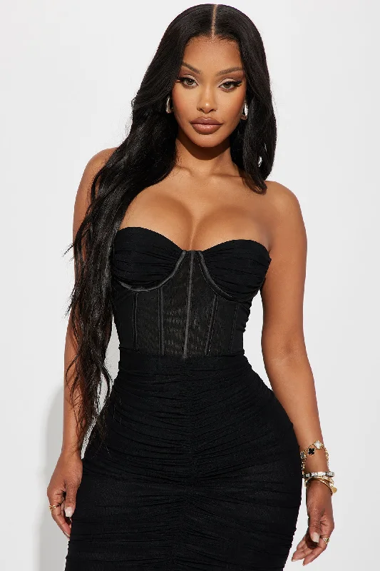 In Your World Mesh Midi Dress - Black